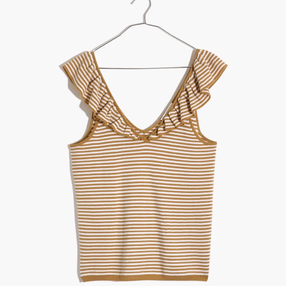 Madewell Belhaven Ruffle Sweater Tank in Stripe